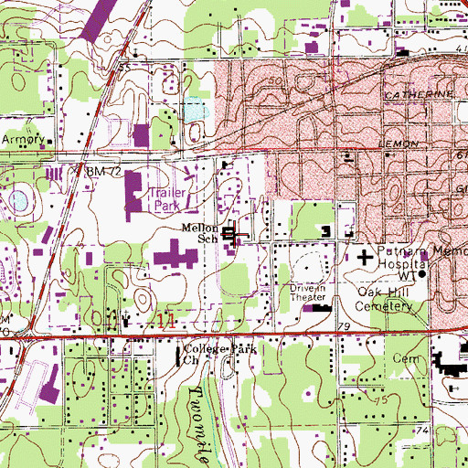 Topographic Map of Mellon Elementary School, FL