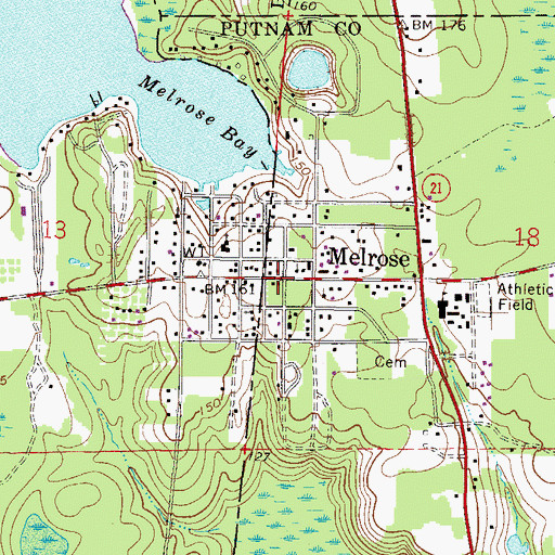Topographic Map of Melrose, FL