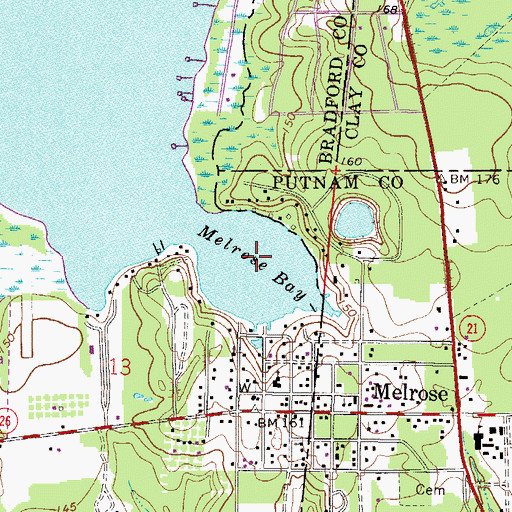 Topographic Map of Melrose Bay, FL