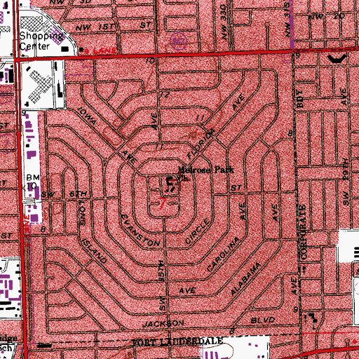 Topographic Map of Melrose Park Church, FL