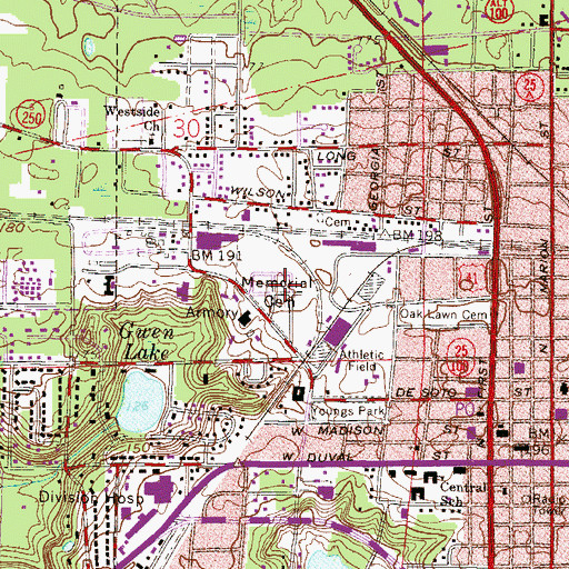 Topographic Map of Memorial Cemetery, FL