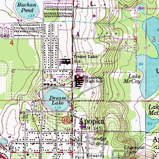 Topographic Map of Memorial High School, FL