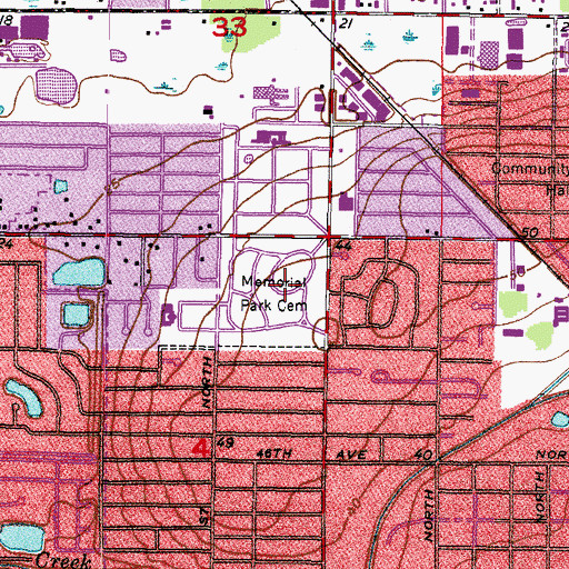 Topographic Map of Memorial Park Cemetery, FL