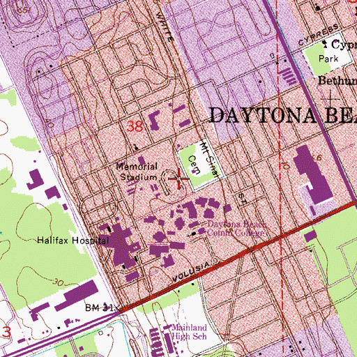 Topographic Map of Memorial Stadium, FL