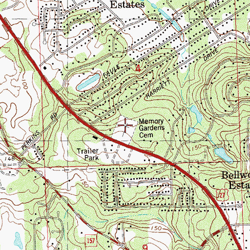 Topographic Map of Tallahassee Memory Gardens Cemetery, FL