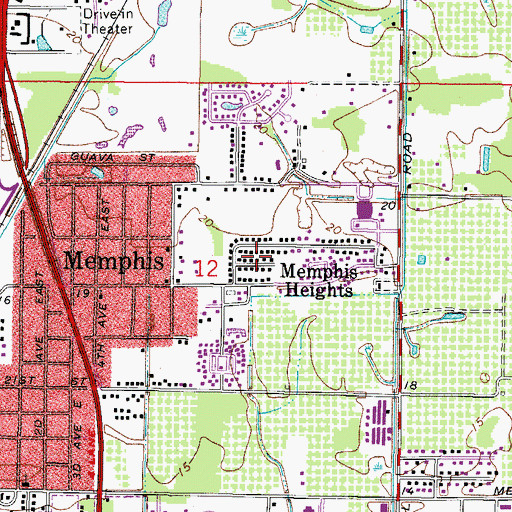 Topographic Map of Memphis Heights, FL