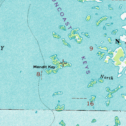 Topographic Map of Mendit Key, FL