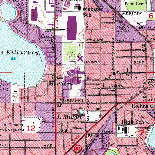 Topographic Map of Lake Mendsen, FL