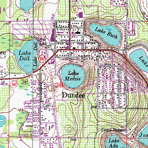Topographic Map of Lake Menzie, FL