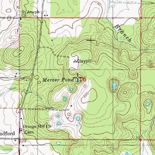 Topographic Map of Mercer Pond, FL