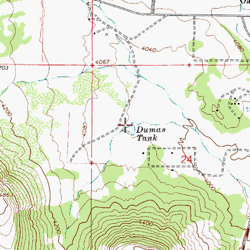 Topographic Map of Dumas Tank, AZ