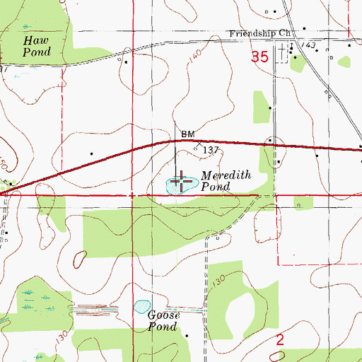 Topographic Map of Meredith Pond, FL