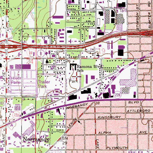 Topographic Map of Merrett Park, FL