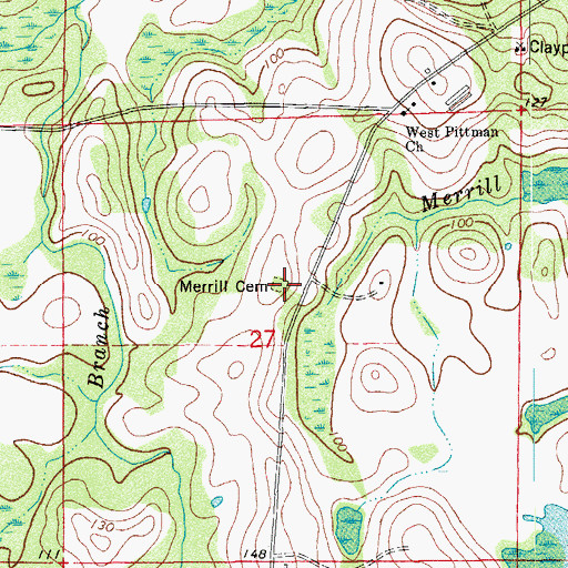 Topographic Map of Merrill Cemetery, FL