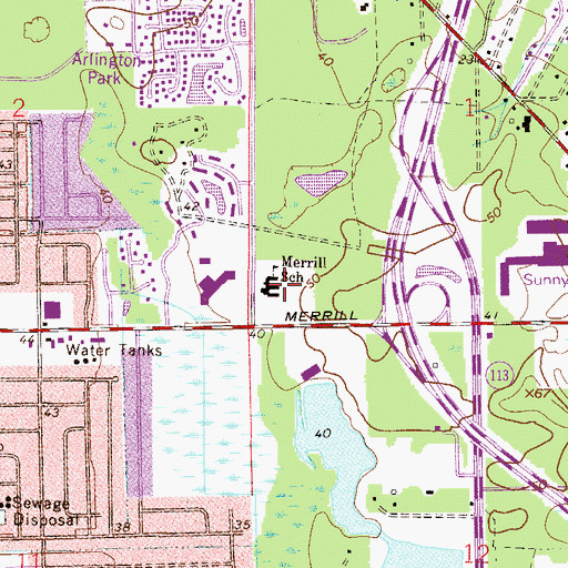 Topographic Map of Merrill Road Elementary School, FL