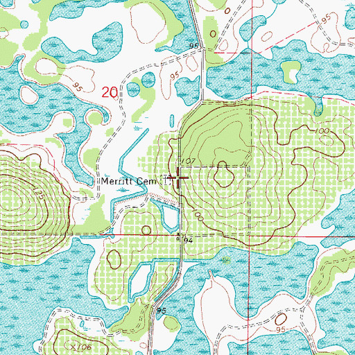 Topographic Map of Merritt Cemetery, FL