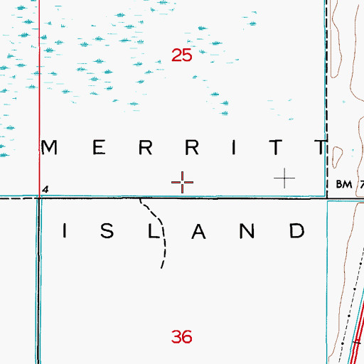Topographic Map of Merritt Island, FL