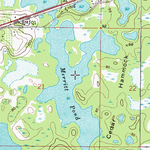 Topographic Map of Merritt Pond, FL