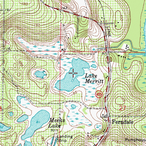 Topographic Map of Lake Merritt, FL