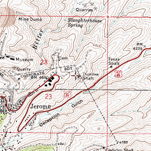 Topographic Map of Dundee Shaft, AZ