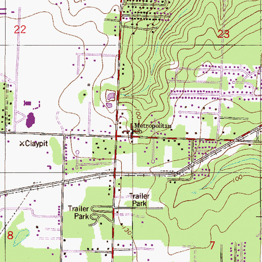 Topographic Map of Metropolitan Church, FL