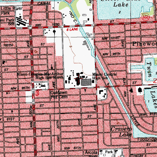 Topographic Map of Miami Central Senior High School, FL