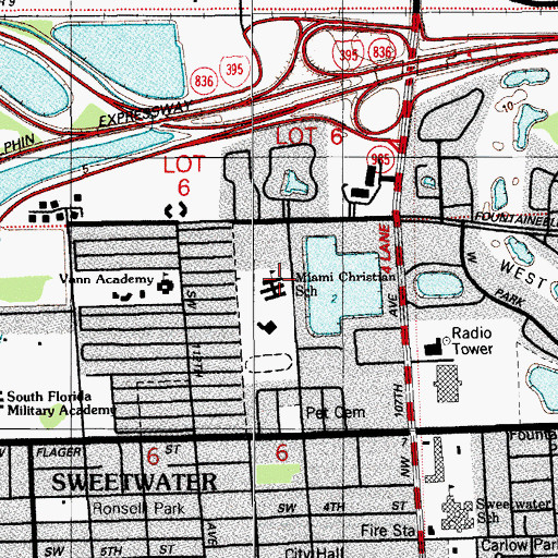 Topographic Map of Miami Christian School, FL