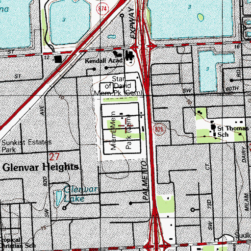 Topographic Map of Miami Memorial Park Cemetery, FL