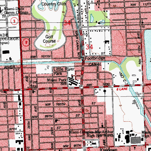 Topographic Map of Miami Park Elementary School, FL