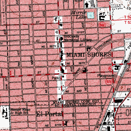 Topographic Map of Miami Shores, FL