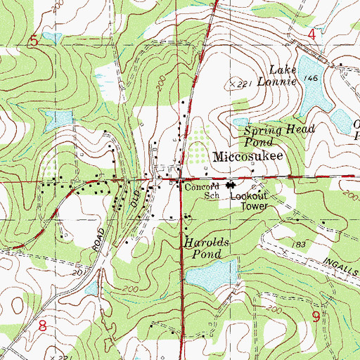 Topographic Map of Miccosukee, FL