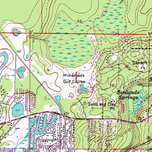 Topographic Map of Mid-Florida Golf Course, FL