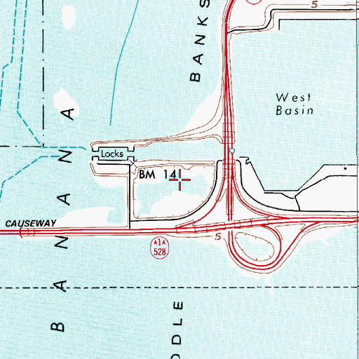 Topographic Map of Middle Banks, FL
