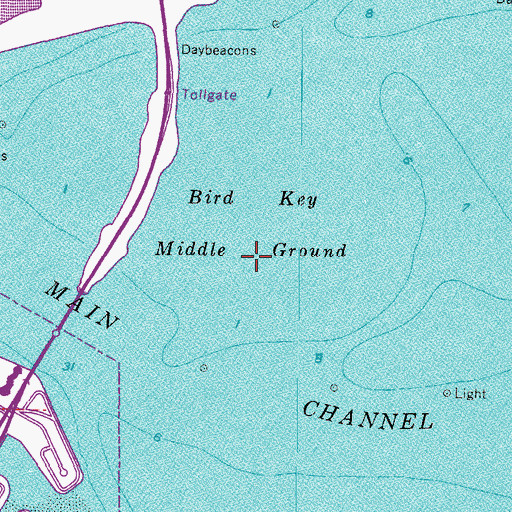 Topographic Map of Middle Ground, FL