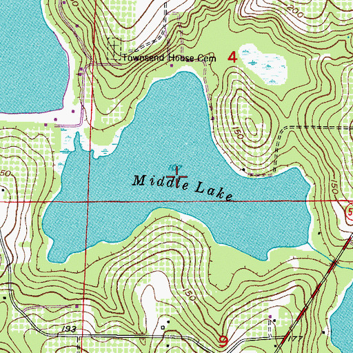 Topographic Map of Middle Lake, FL