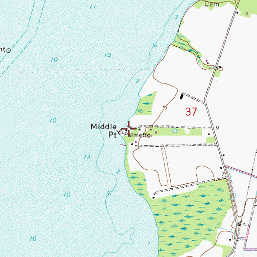 Topographic Map of Middle Point, FL