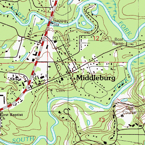 Topographic Map of Middleburg, FL