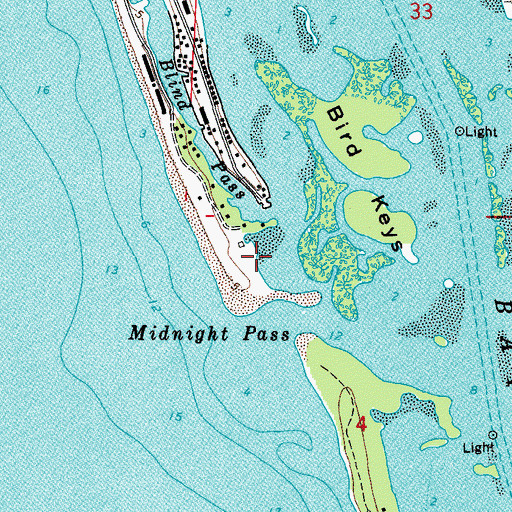Topographic Map of Midnight Pass, FL