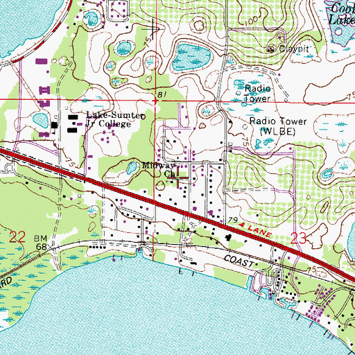 Topographic Map of Midway Baptist Church, FL