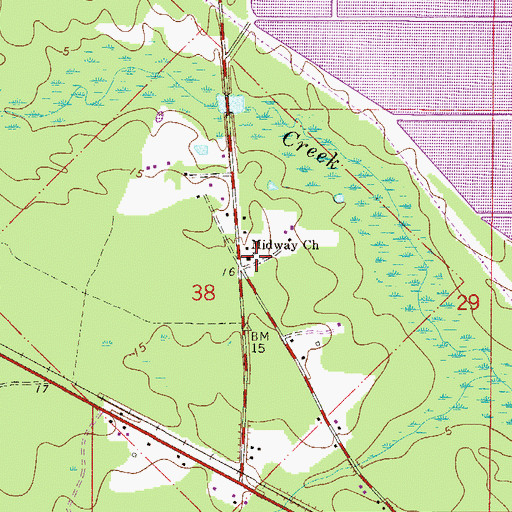 Topographic Map of Midway Church, FL