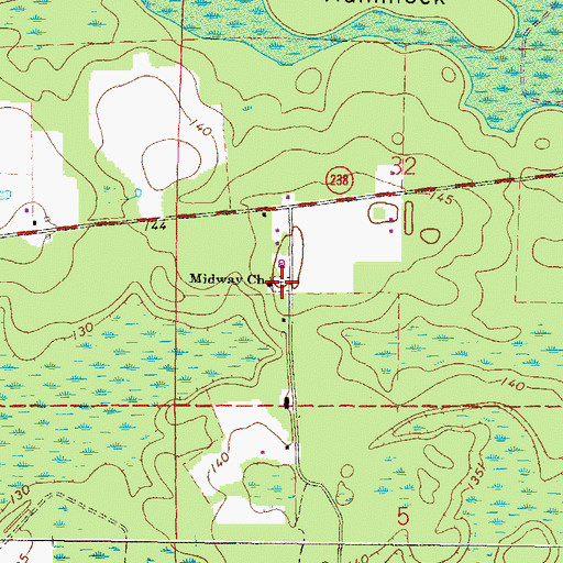 Topographic Map of Midway Church, FL