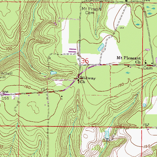 Topographic Map of Midway Church, FL