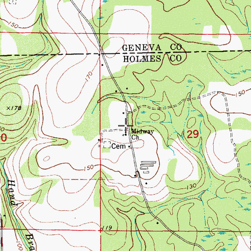 Topographic Map of Midway Church, FL