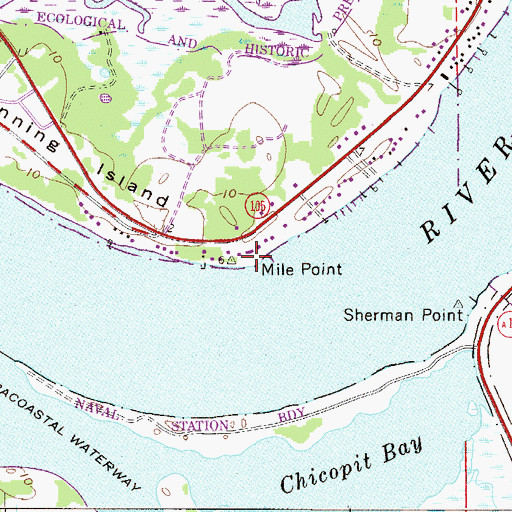 Topographic Map of Mile Point, FL
