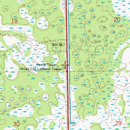 Topographic Map of Miles City Lookout Tower, FL