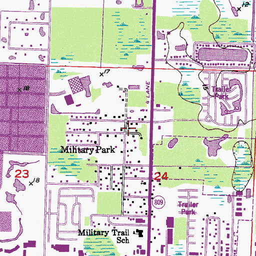 Topographic Map of Military Park, FL