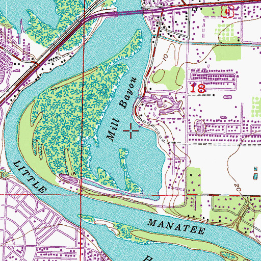Topographic Map of Mill Bayou, FL