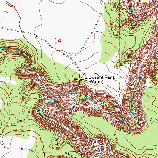 Topographic Map of Durant Tank, AZ