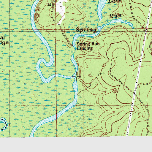 Topographic Map of Mill Branch, FL