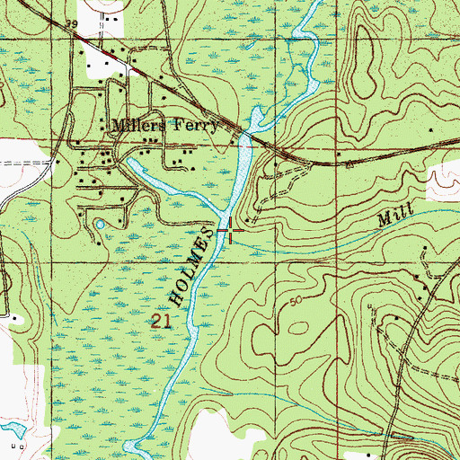 Topographic Map of Mill Branch, FL